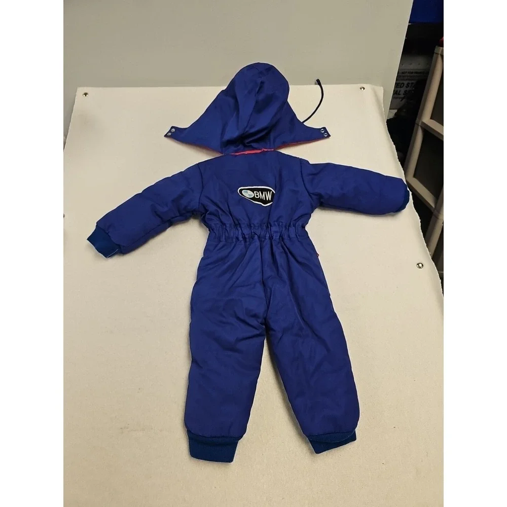 Tootsie Roll Vintage  Kids Racing Puffer Jumpsuit Boys Blue/Red Size 3T Hooded - Picture 5 of 6
